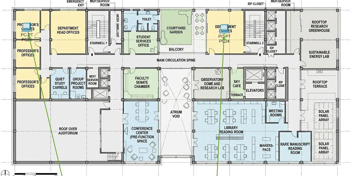 Plano de planta de Facultad 2, planta alta 2, con PC24 y PC25
