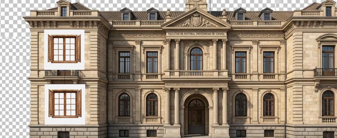 Renderizado ilustrativo del edificio Centro de Control (Facultad de Historia)