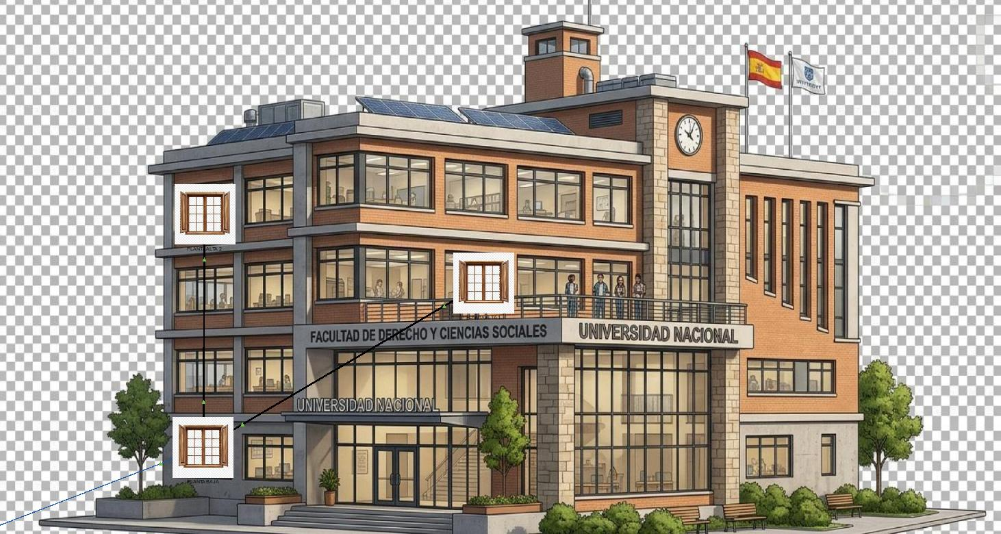 Renderizado ilustrativo del edificio Facultad 1